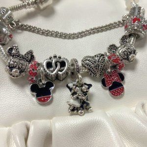 Pandora Mickey Mouse red sterling silver bracelet